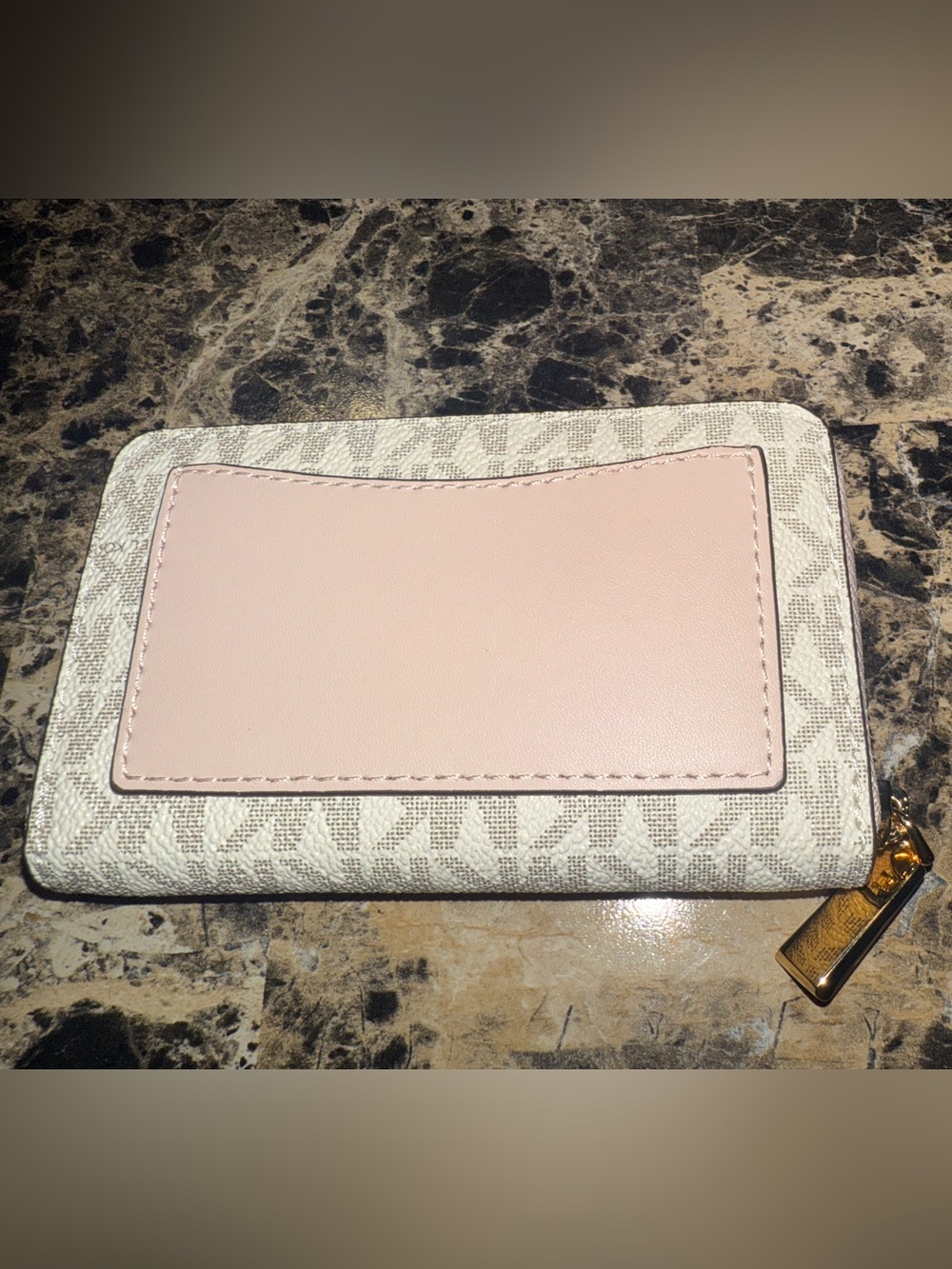 ✨ NWOT Michael Kors Jet Set Card Case Zip Around Wallet Vanilla Soft Pink ✨ - Picture 2 of 3